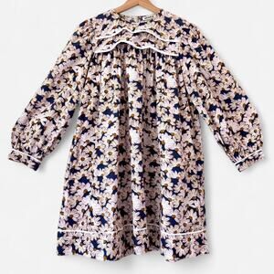 Batsheva Cotton Puff Sleeve Floral Mini Dress Size 2 Slow Fashion Indie Designer